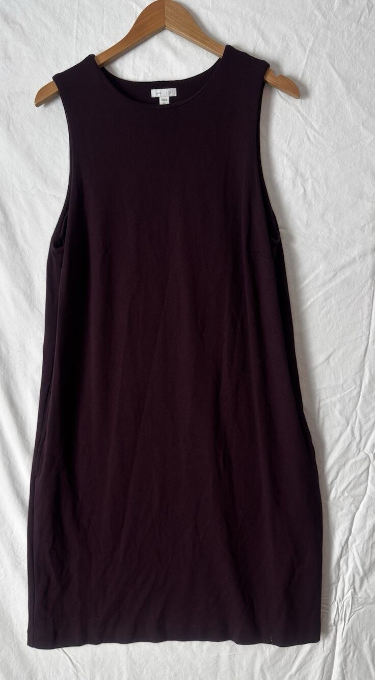 J. Jill Plum Purple Sheath Ponte Dress Sleeveless Crew Neck Mini Size Large Tall
